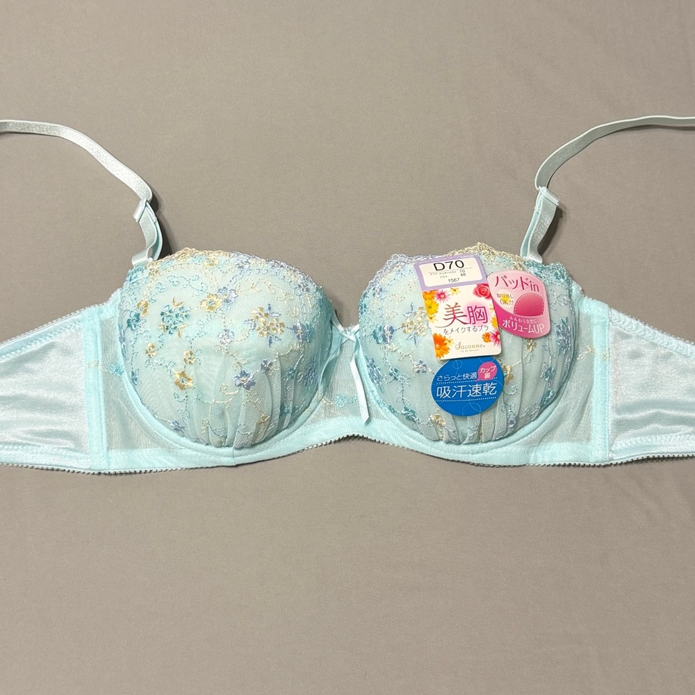 US-32C/JP-D70 Japanese brand flowers embroidery bow bra NWT